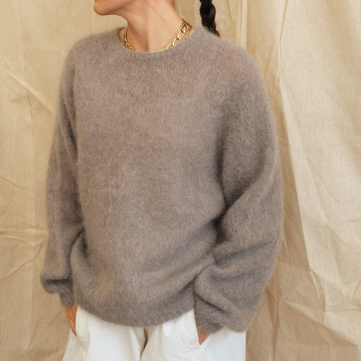 Shelly Crew Neck Knit - Grey