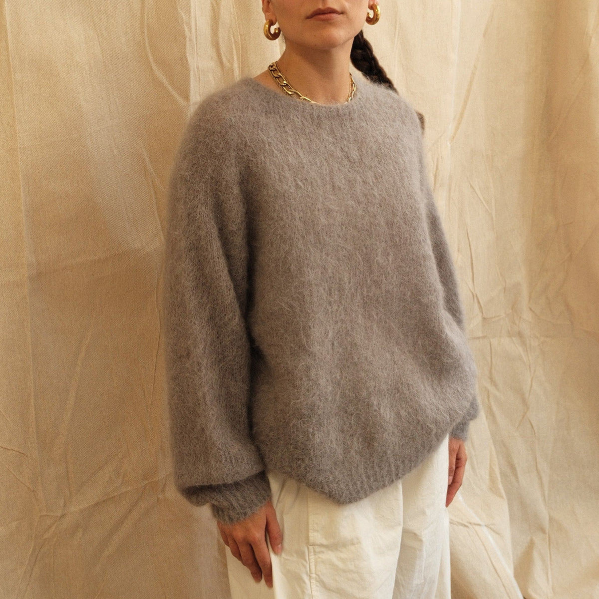 Shelly Crew Neck Knit - Grey