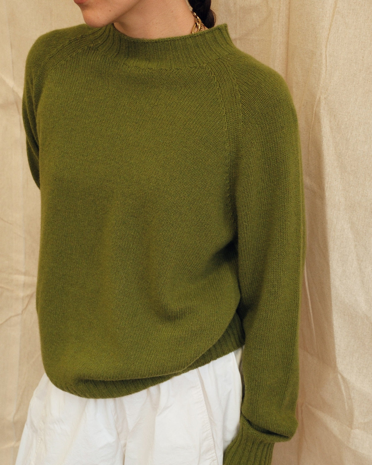 Maeve Funnel Neck Knit  - Green