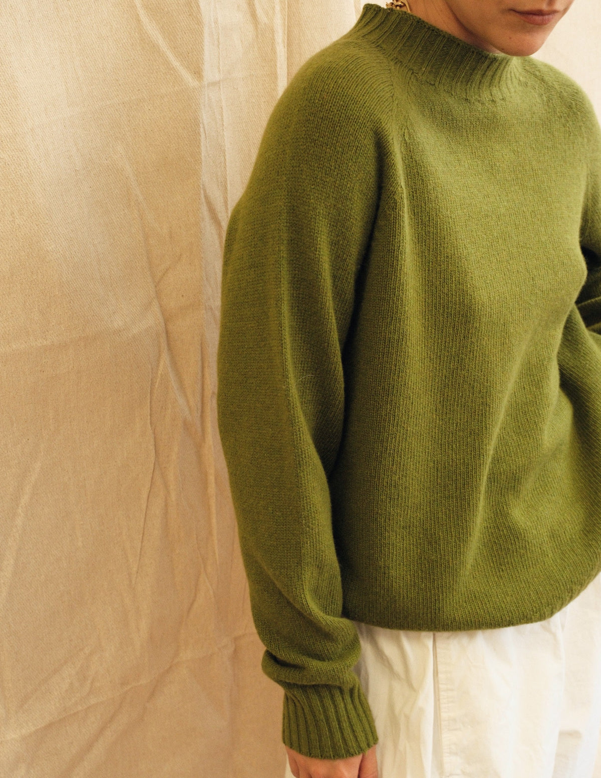 Maeve Funnel Neck Knit  - Green