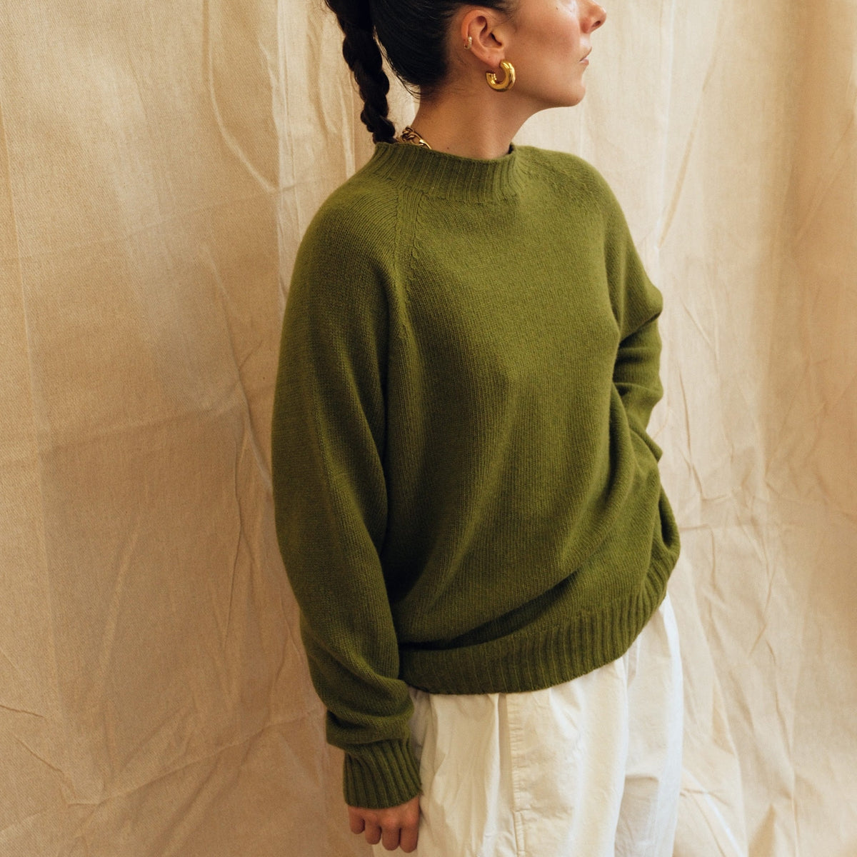 Maeve Funnel Neck Knit  - Green