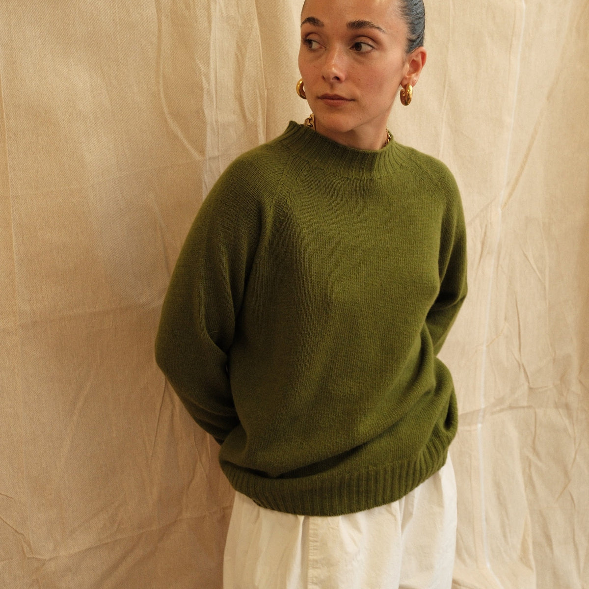 Maeve Funnel Neck Knit  - Green