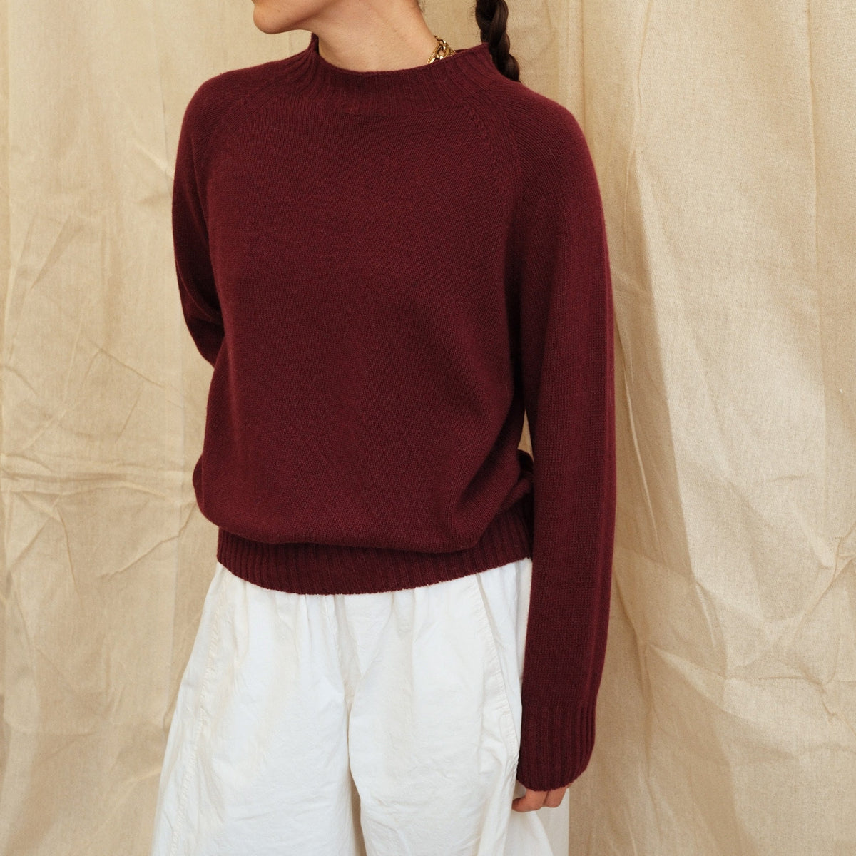 Maeve Funnel Neck Knit  - Burgundy