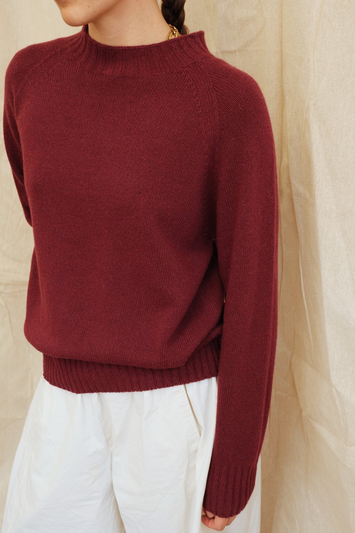 Maeve Funnel Neck Knit  - Burgundy