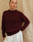 Maeve Funnel Neck Knit  - Burgundy