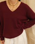 Maeve V-Neck Knit  - Burgundy
