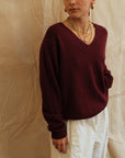 Maeve V-Neck Knit  - Burgundy