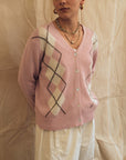 Argyle Cardigan - Pink