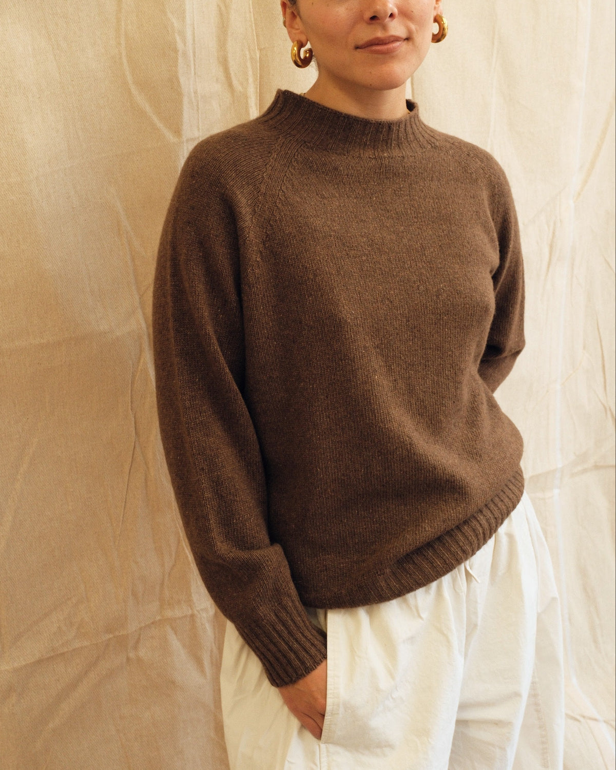 Maeve Funnel Neck Knit  - Chocolate