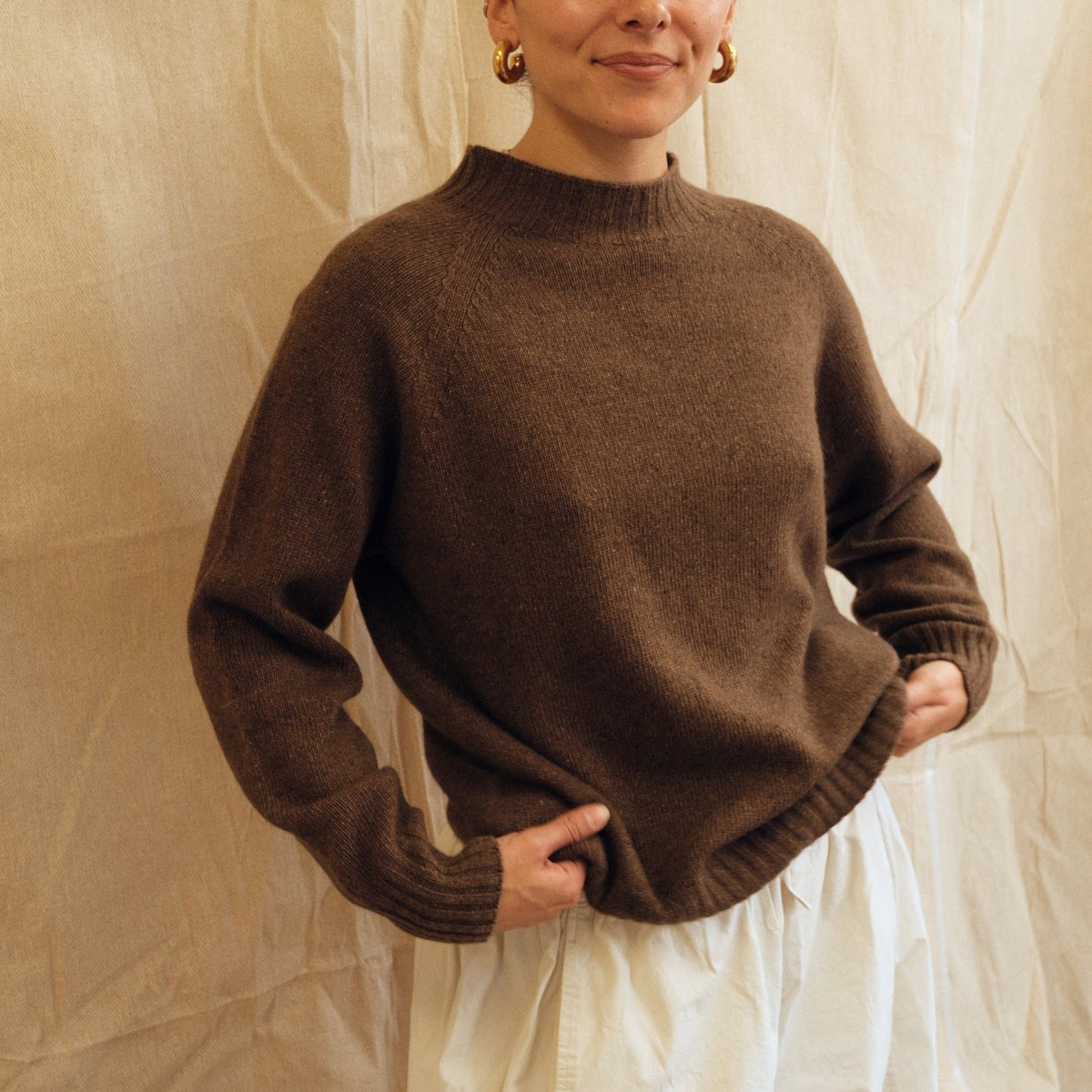 Maeve Funnel Neck Knit  - Chocolate