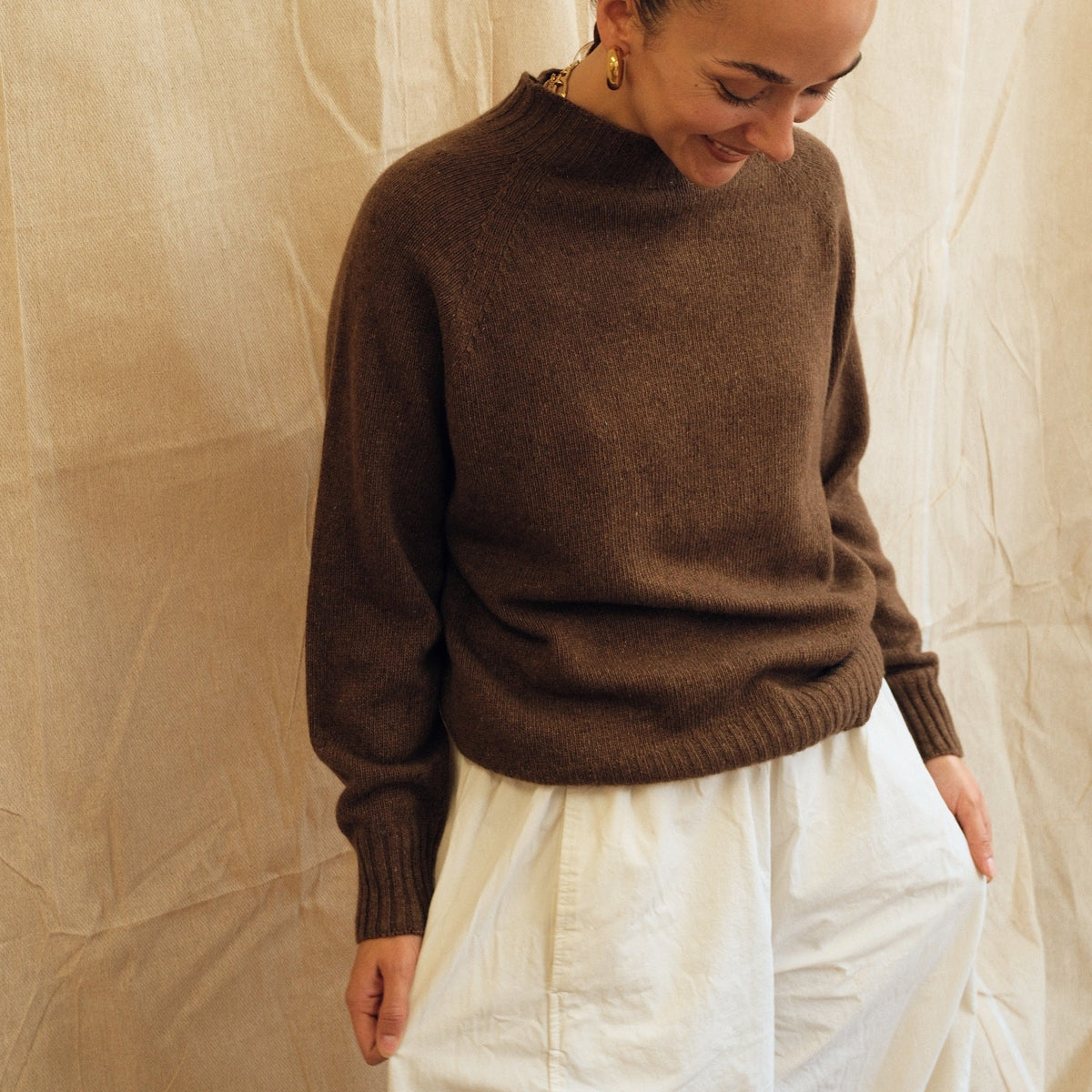 Maeve Funnel Neck Knit  - Chocolate