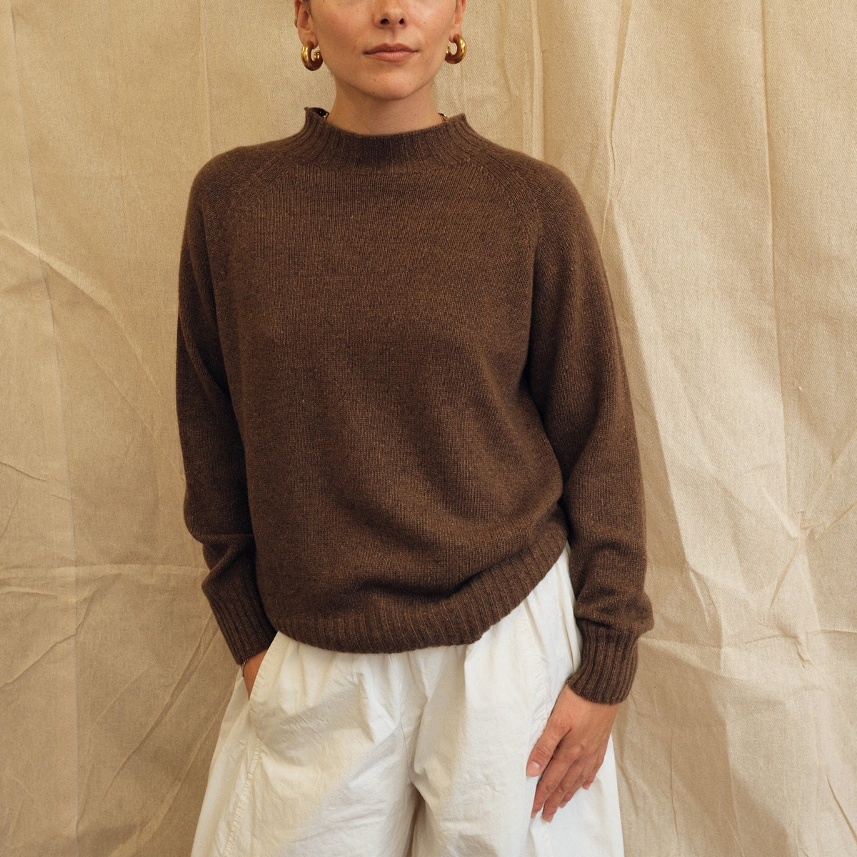 Maeve Funnel Neck Knit  - Chocolate