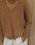 Maeve V-Neck Knit  - Tan