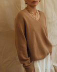 Maeve V-Neck Knit  - Tan