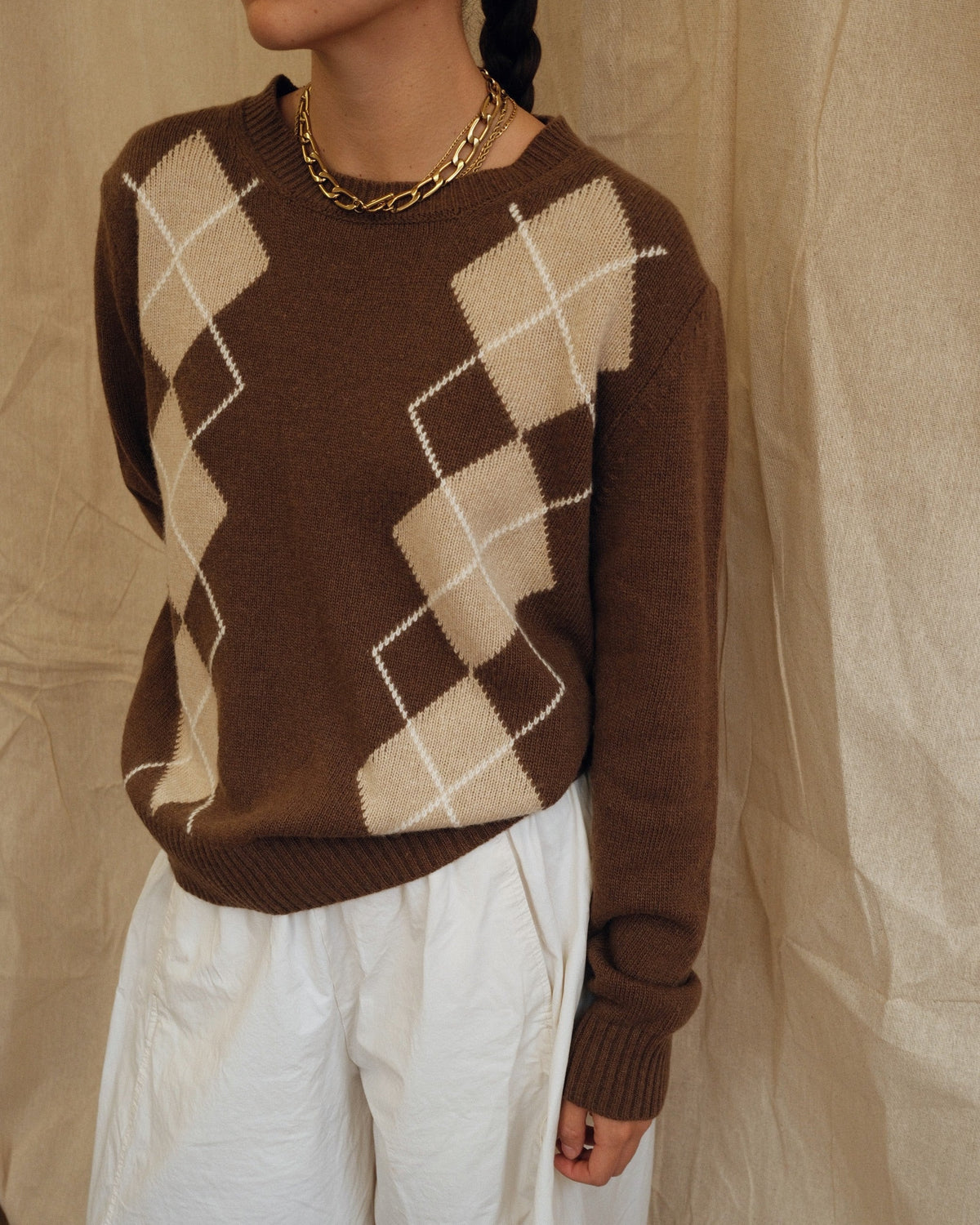 Argyle Jumper - Brown