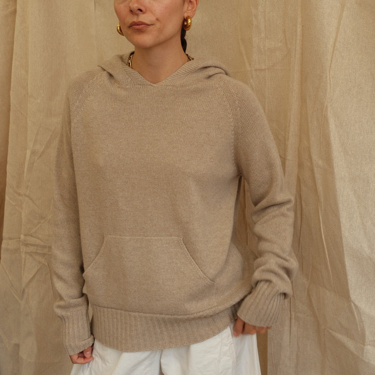 Maeve Knit Hoodie - Beige