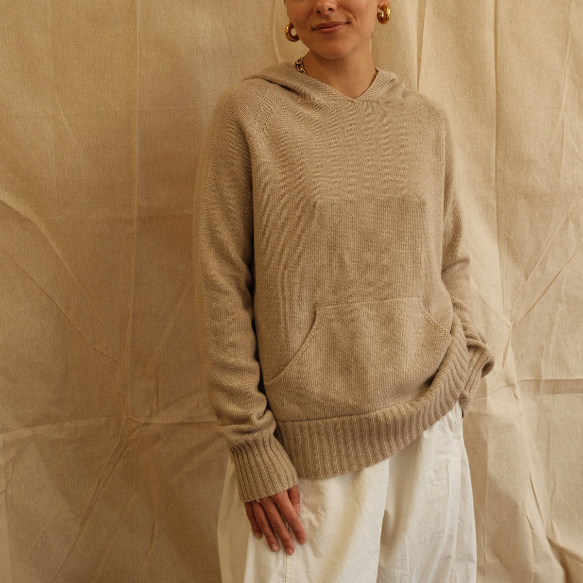 Maeve Knit Hoodie - Beige