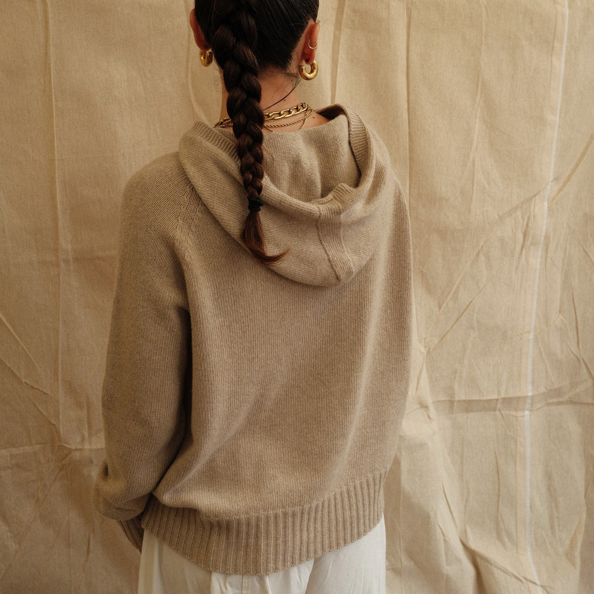Maeve Knit Hoodie - Beige