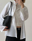 Handwoven Leather Bucket Bag - Black