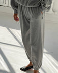 Pointelle Serene Jogger: Melange Grey