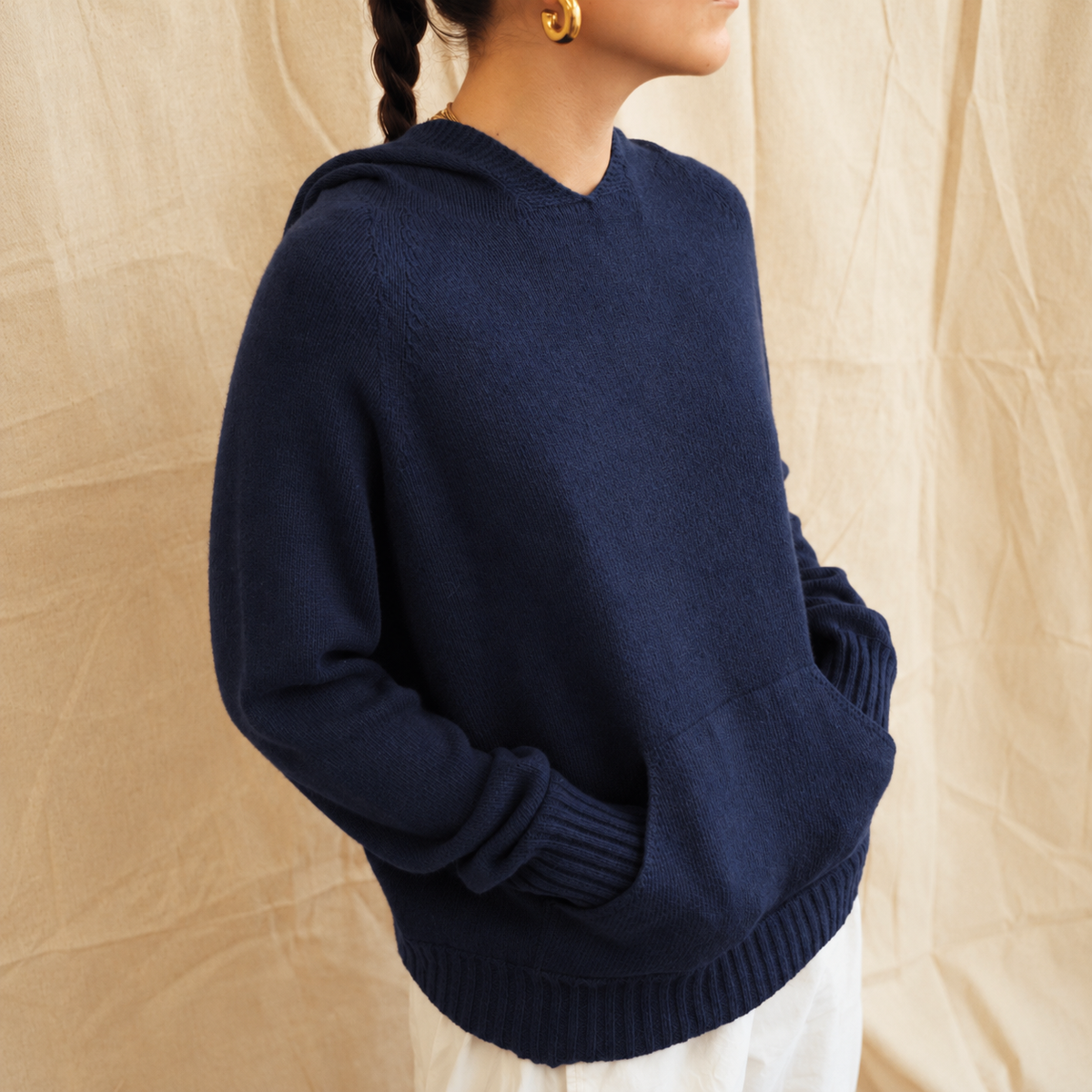 Maeve Knit Hoodie - Navy