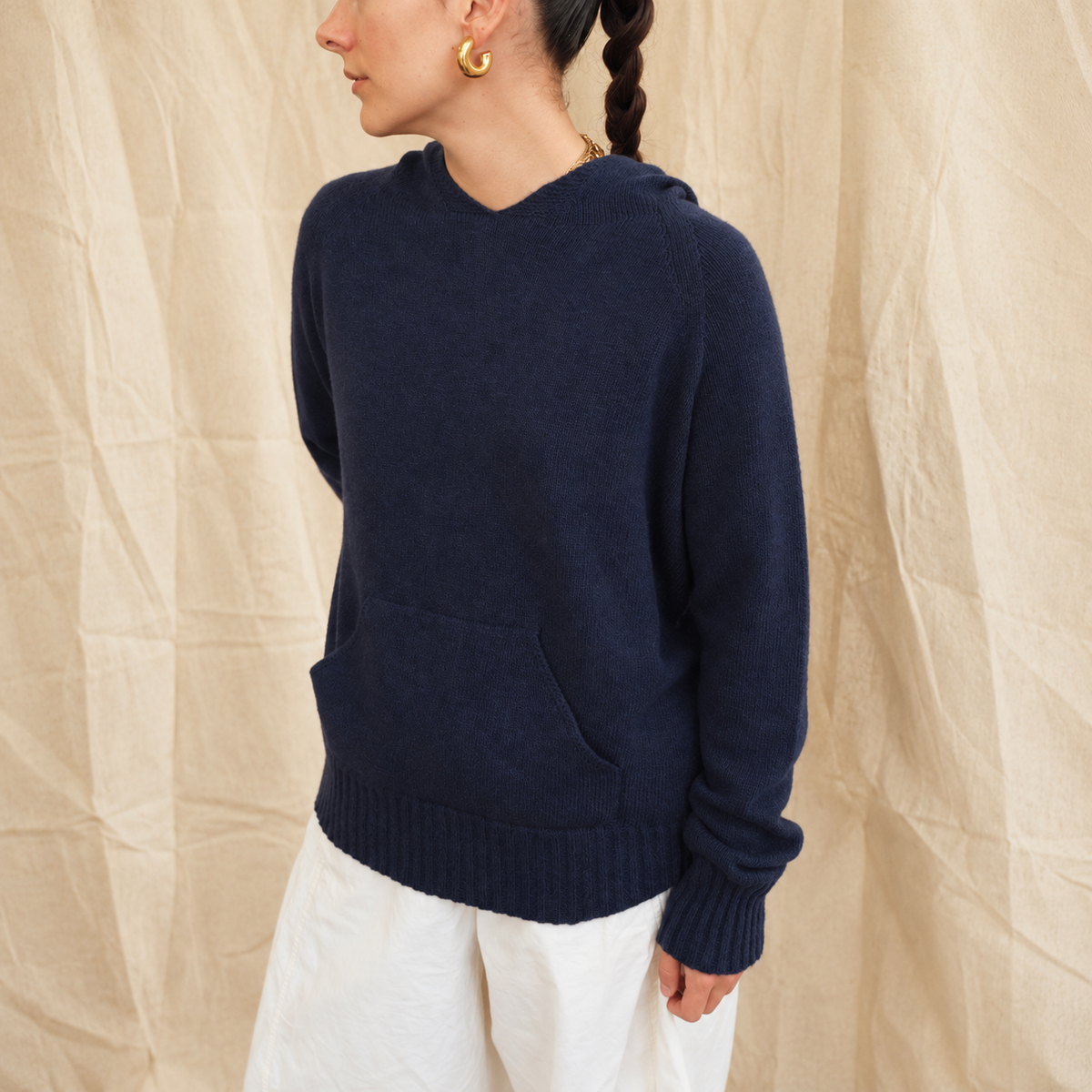 Maeve Knit Hoodie - Navy