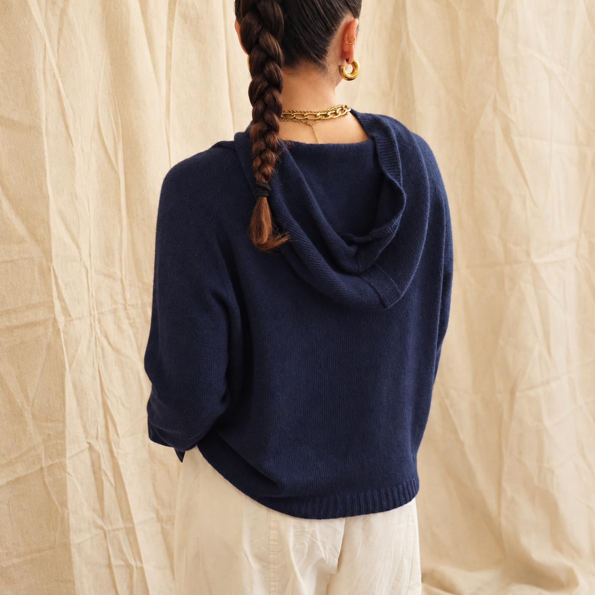 Maeve Knit Hoodie - Navy
