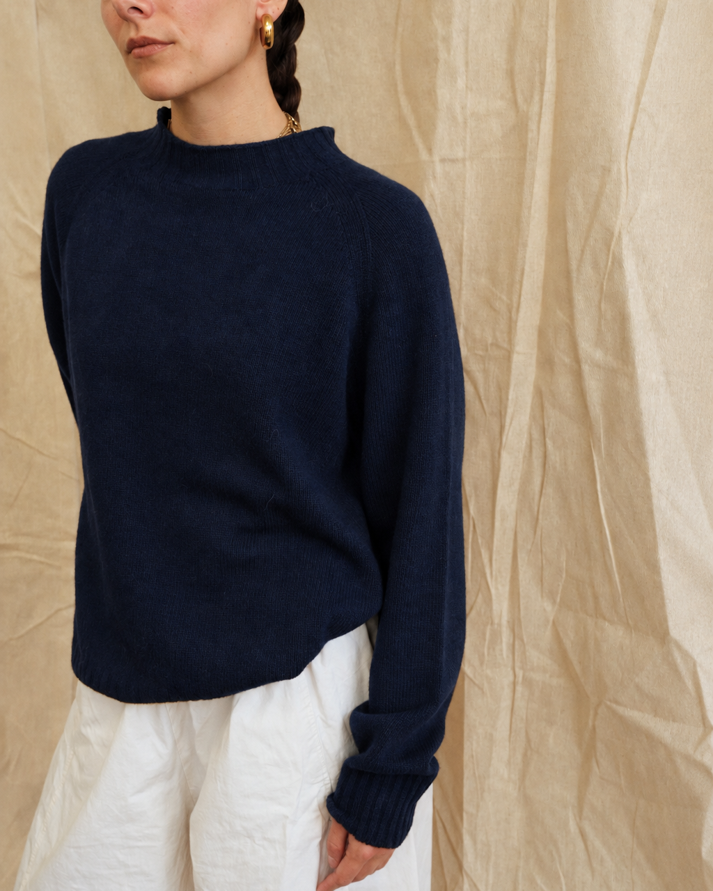 Maeve Funnel Neck Knit  - Deep Navy