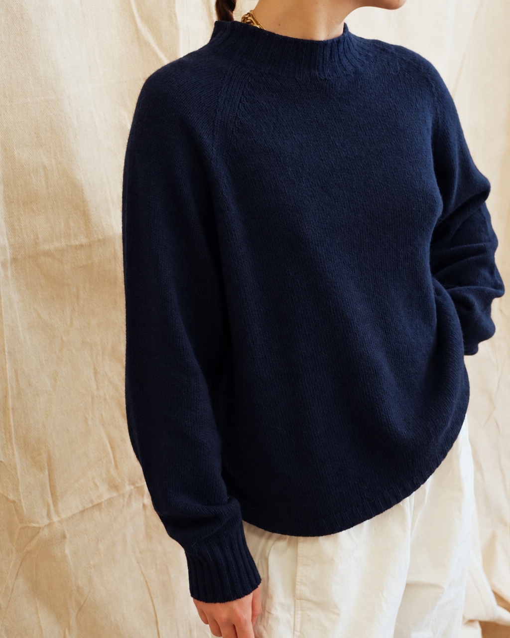 Maeve Funnel Neck Knit  - Deep Navy