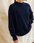Maeve Funnel Neck Knit  - Deep Navy