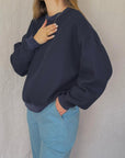 Izzy Sweatshirt Waffle Cotton Navy
