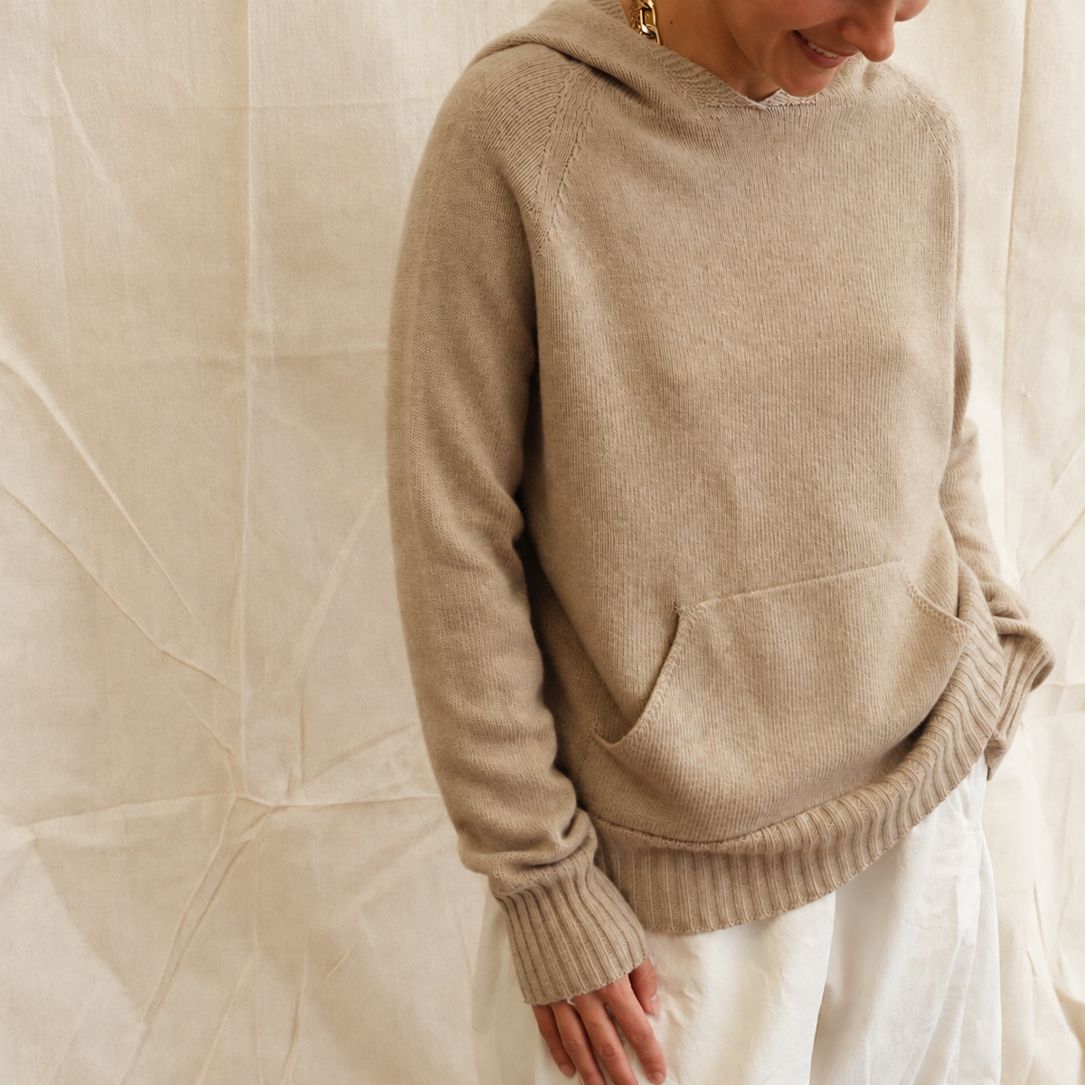 Maeve Knit Hoodie - Beige