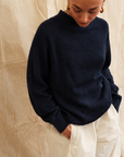 Maeve Funnel Neck Knit  - Deep Navy