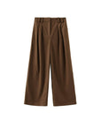 Wide Leg Double Pleated Trousers: Coffee