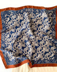 Vintage Paisley Silk Scarf: Navy/Caramel