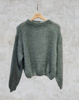 Round Neck Mohair Sweater: Khaki