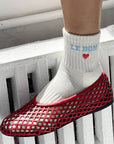 Embroidered Crew Socks: Vanilla