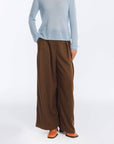 Wide Leg Double Pleated Trousers: Coffee