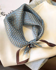 Blue Polka Dot Silk Scarf