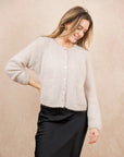 Round Neck Cardigan: Beige