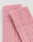 Sherbet Pink Ultra Soft Alpaca Ribbed Bed Socks