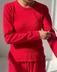 Pointelle Fundamental Tee: Red Apple