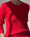 Pointelle Fundamental Tee: Red Apple