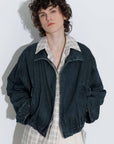 Funnel Neck Denim Jacket: SteelBlue