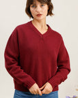 V-Neck Sweater: Bordeaux