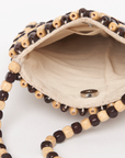 Dela Mango Wood Beaded Cross body bag: Brown