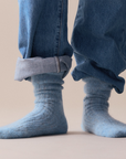 Lido Blue Ultra Soft Alpaca Ribbed Bed Socks