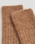 Biscuit Beige Ultra Soft Alpaca Ribbed Bed Socks