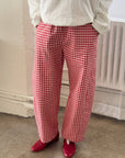 Gingham Arc Pants: Red Gingham