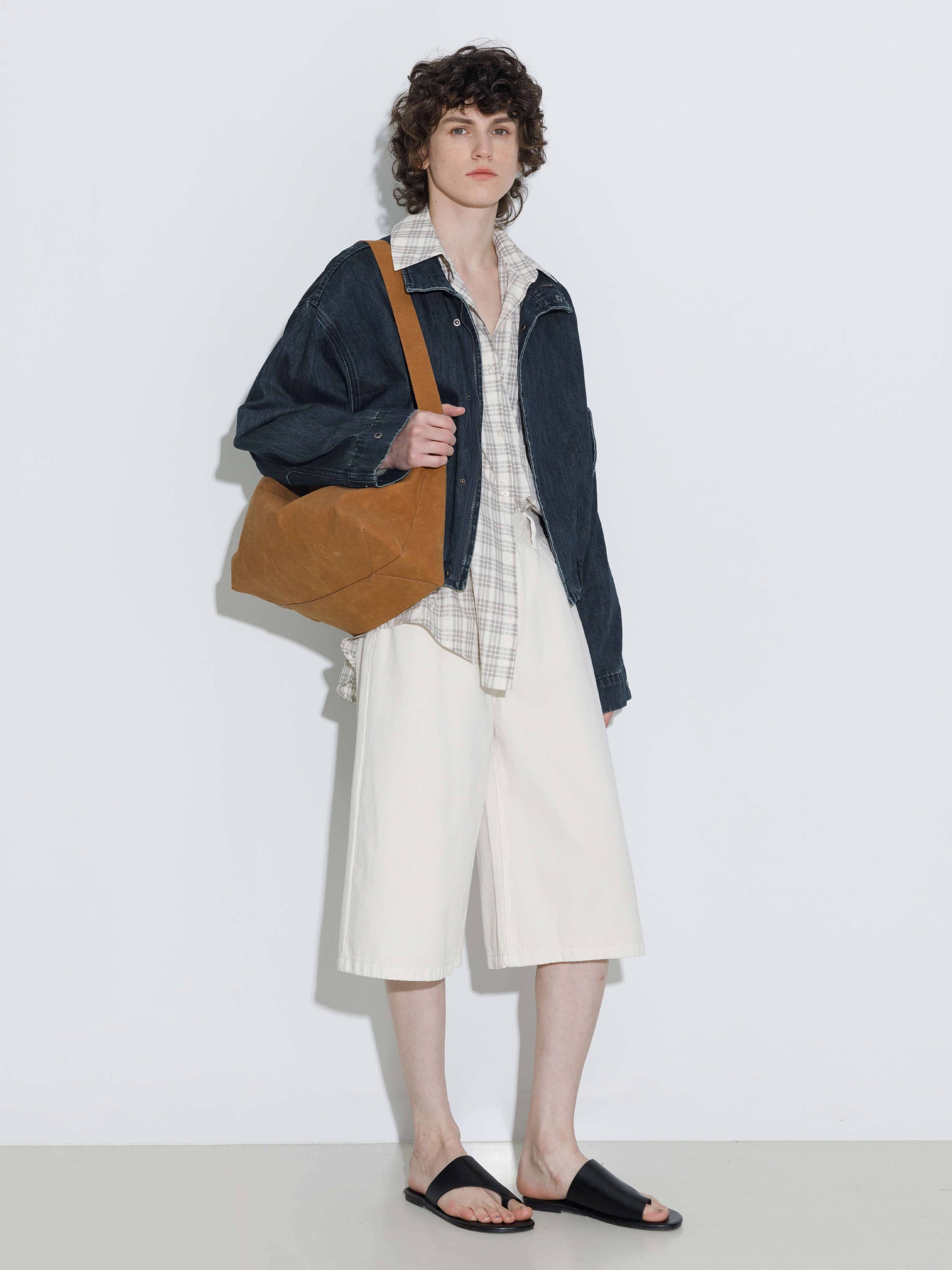 Funnel Neck Denim Jacket: SteelBlue